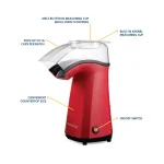 Nostalgia APH200RED 16-Cup Hot Air Popcorn Maker, Red Countertop Popper thumbnail 3