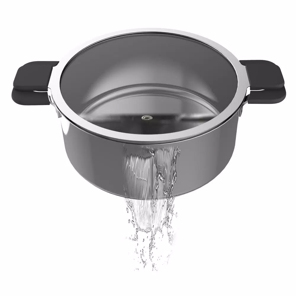 Ozeri 6-Piece Stainless Steel Induction Cookware Set with Patent-Pending Hands-Free Straining Glass Lids