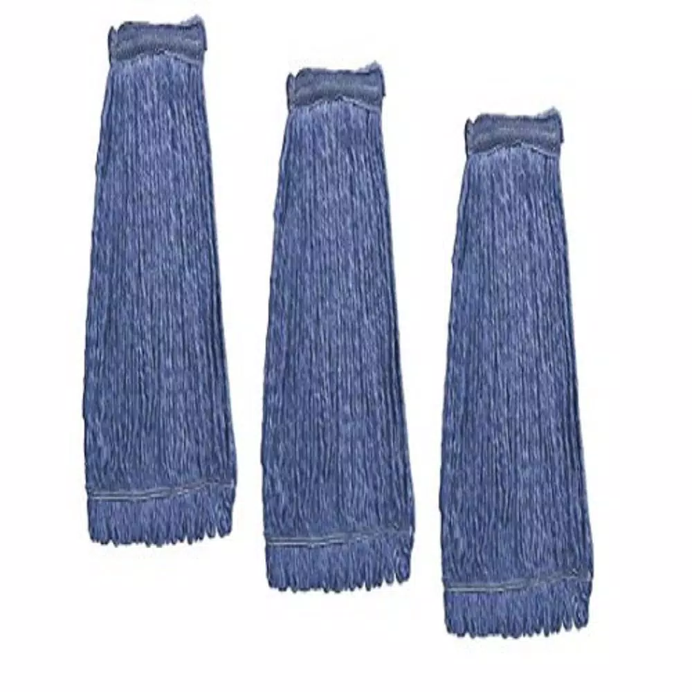 Kleen Handler Heavy Duty Commercial String Mop Refill, Blue Cotton Looped End, 3-Pack