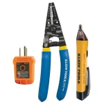 Klein Tools 3-Piece Electrical Tool Set with Wire Strippers, Voltage Tester, and Outlet Tester thumbnail 1