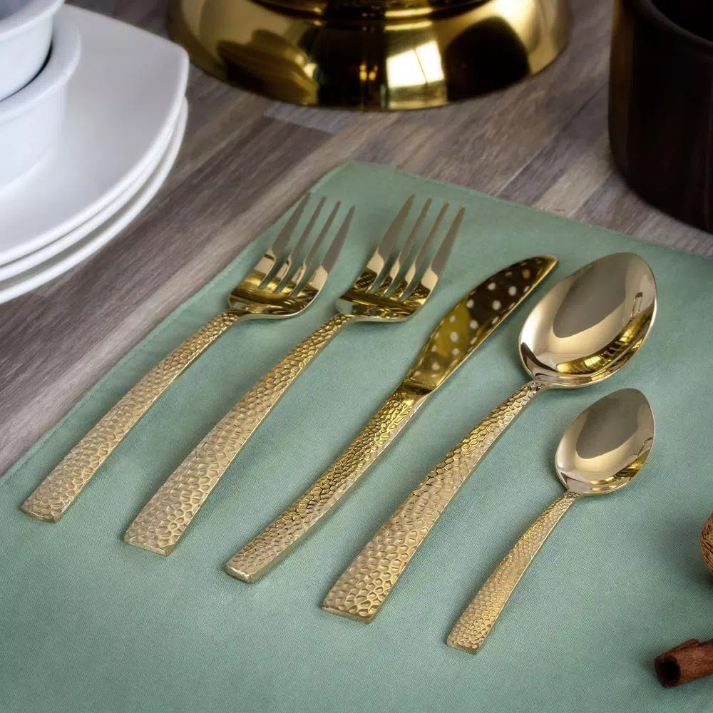 MegaChef Baily 20-Piece Light Gold Stainless Steel Flatware Set, Service for 4