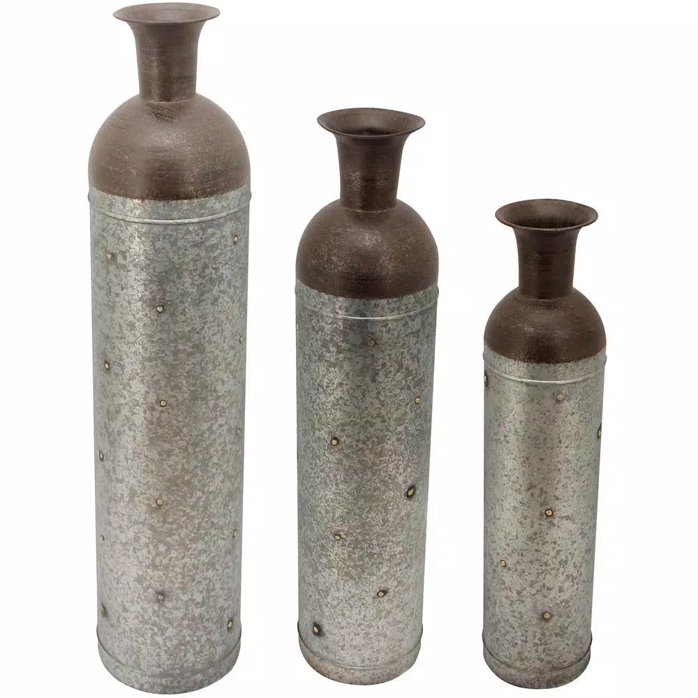 FirsTime & Co. Barnyard Lane Galvanized Metal Floor Vase Set of 3