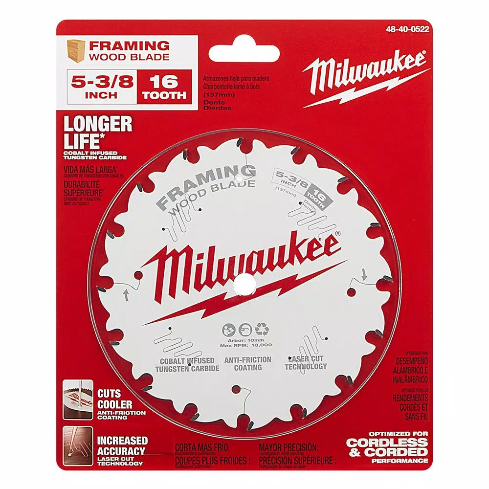 Milwaukee 5-3/8 in. 16-Tooth Framing Circular Saw Blade, Thin Kerf