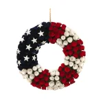 Gerson 21.5 in. Americana Wood Flower Wreath - Patriotic Red, White, and Blue Flag Inspired Decor thumbnail 1
