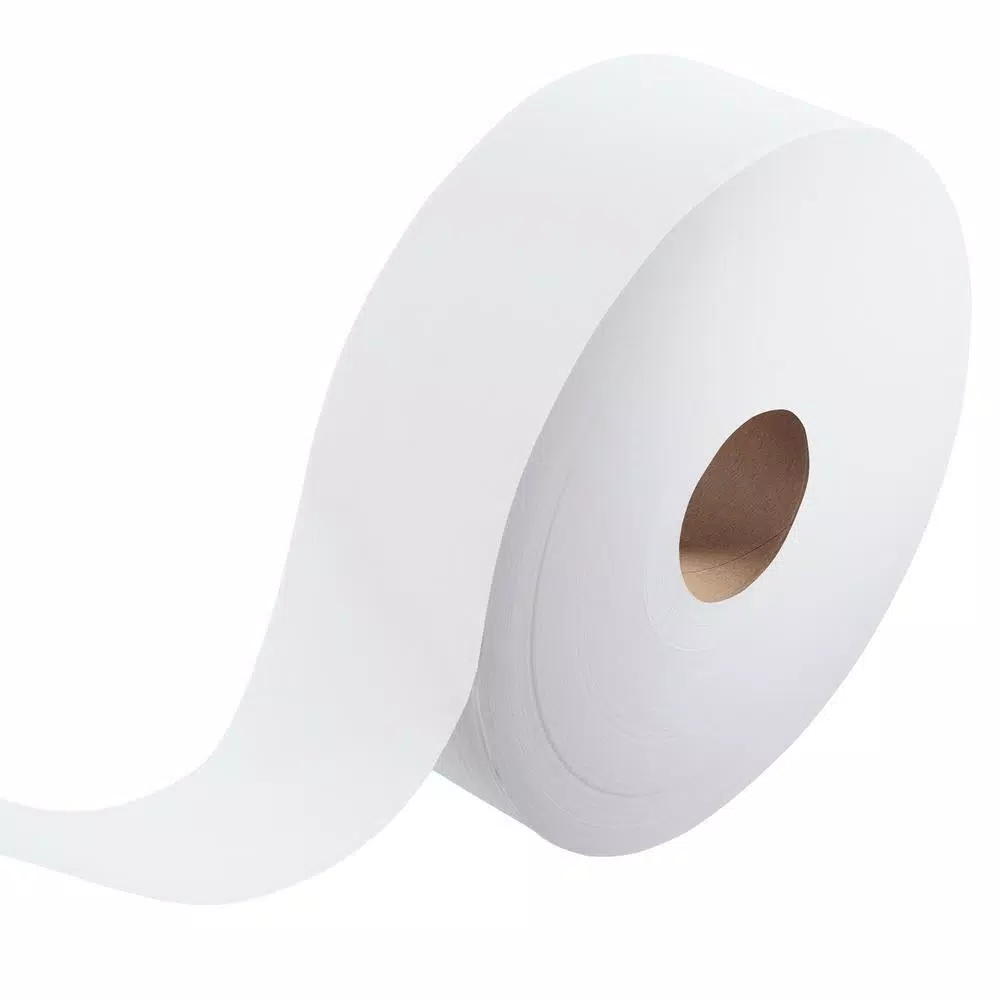 Scotts JRT 1-Ply White Jumbo Roll Commercial Toilet Paper, 12 Rolls Per Carton