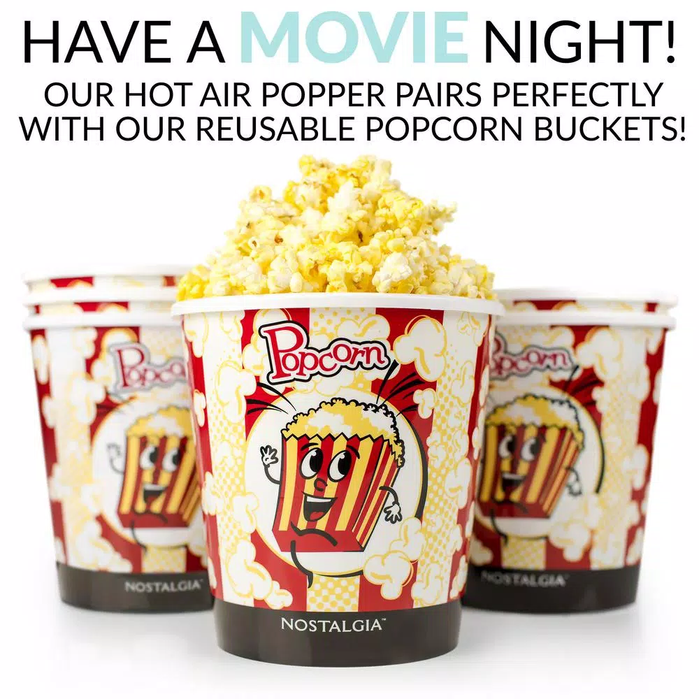 Nostalgia Aqua Hot Air Popcorn Maker, 1040W Countertop Popcorn Popper with LED Power Gauge