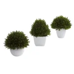 Nearly Natural Mixed Cedar Topiary Collection, Set of 3 with Ceramic Planters thumbnail 1