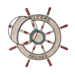 LITTON LANE 23 in. Nautical Welcome Aboard Wooden Ship Wheel Wall Decor thumbnail 3