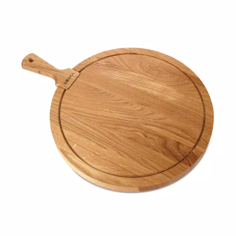 Boska Large Round White Oak Cheese and Tapas Serving Board with Ergonomic Handle