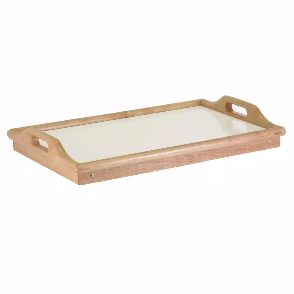 Winsome Sherwood Breakfast Bed Tray, Natural Wood and Melamine Serving Tray with Foldable Legs