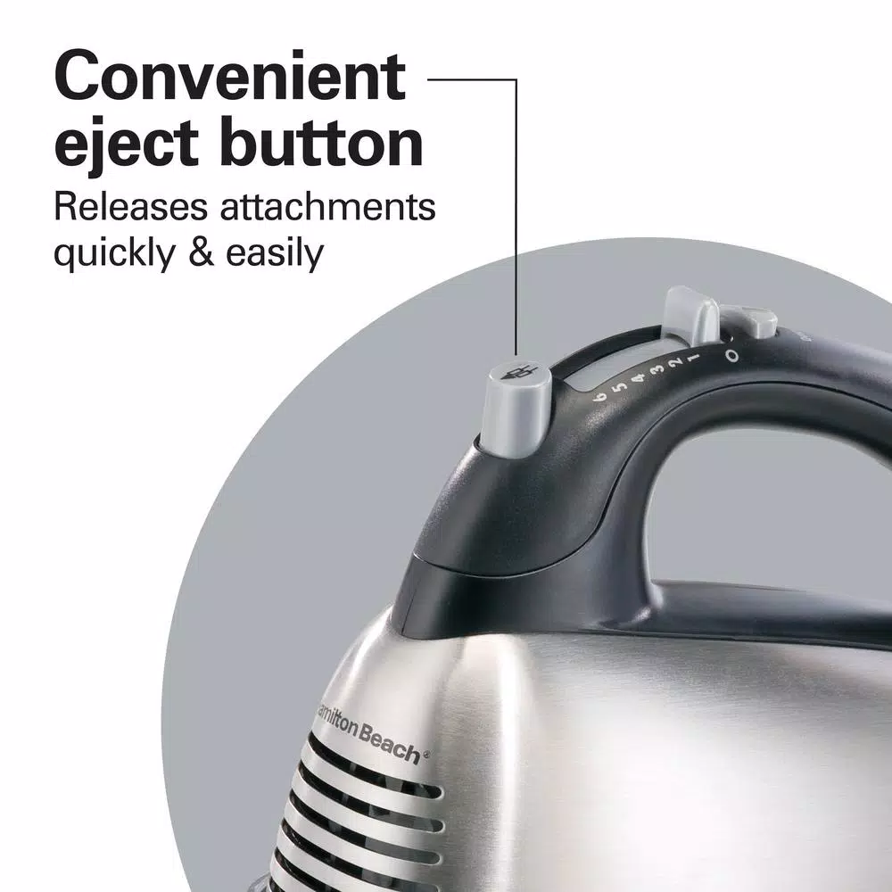 Hamilton Beach SoftScrape 6-Speed Stainless Steel Hand Mixer with Snap-On Storage Case