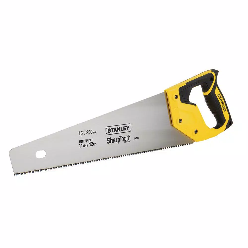 Stanley 15 in. Bi-Material Hand Saw with 12 TPI and Ergonomic Plastic Handle