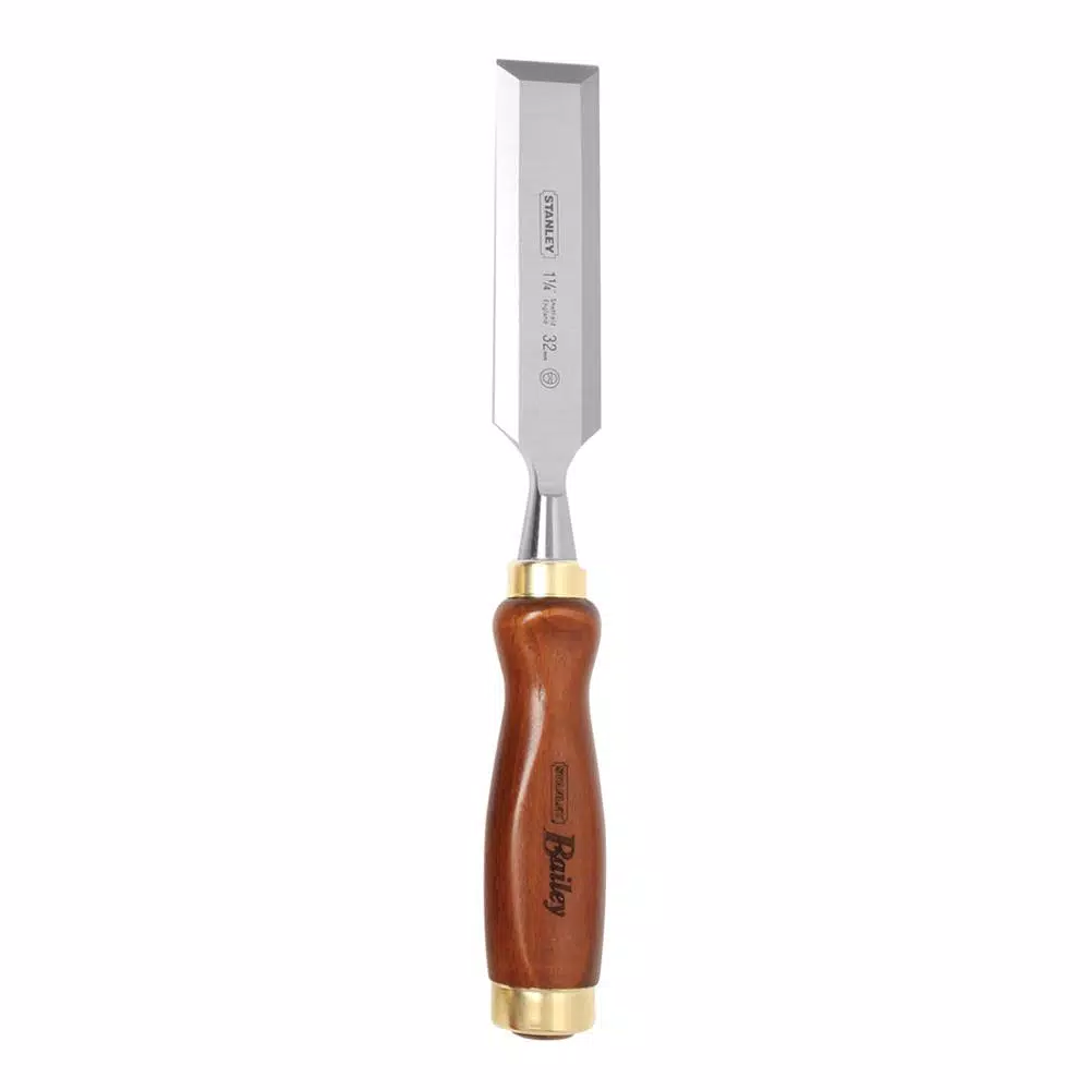 Stanley Bailey 5-Piece Chisel Set with Hardwood Handles and Leather Pouch