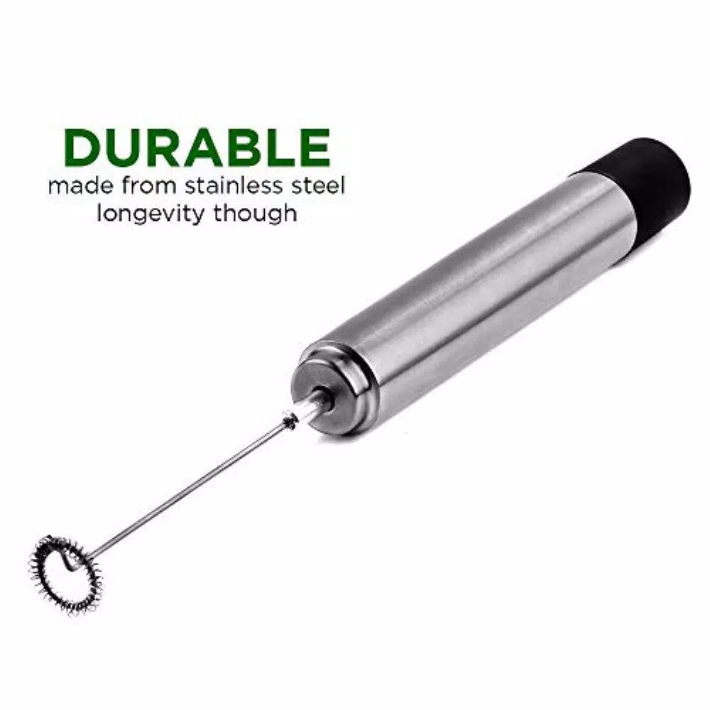 Ovente Stainless Steel Handheld Milk Frother and Electric Beverage Mixer, Silver