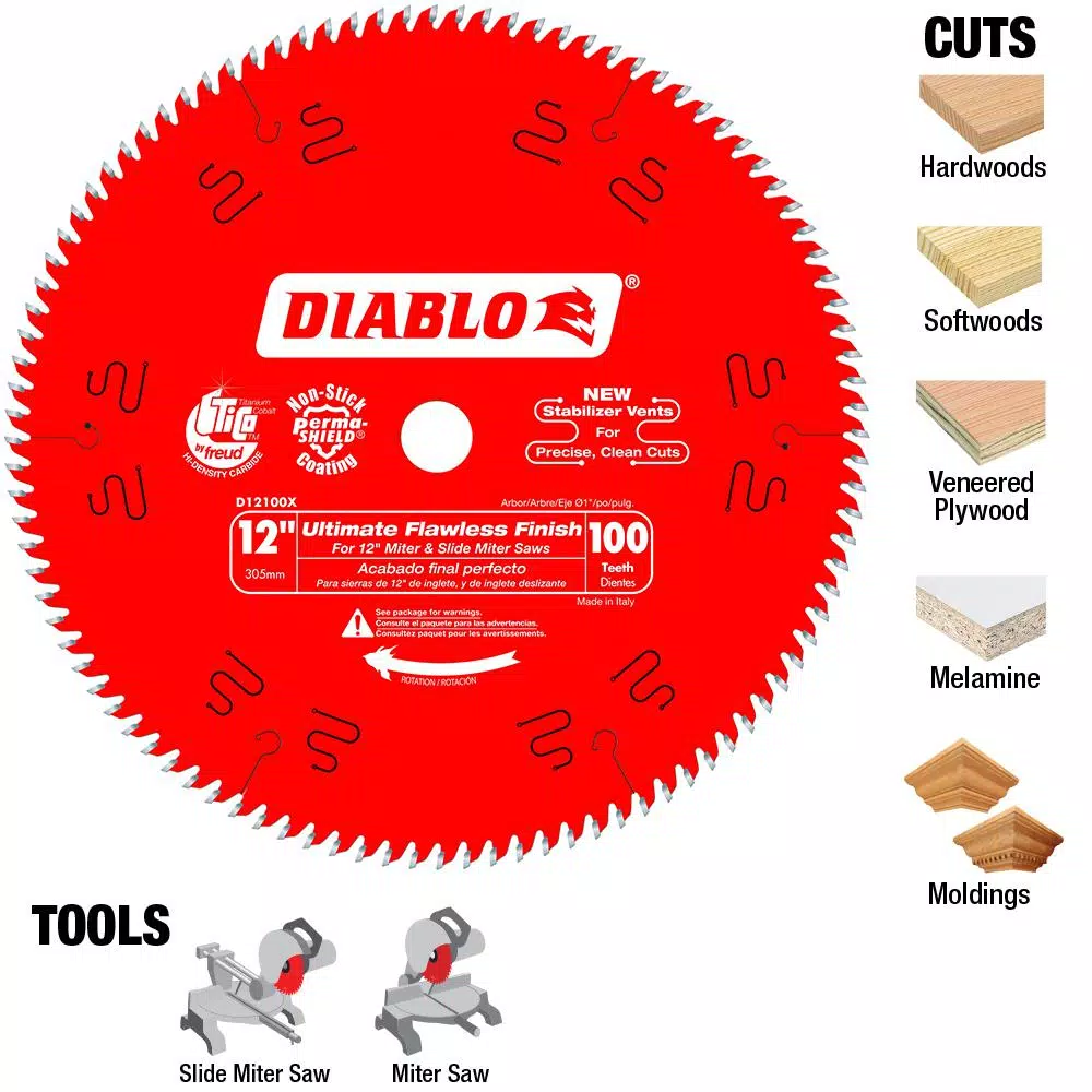 Diablo 12 in. 100-Teeth Ultimate Polished Finish Carbide Circular Saw Blade