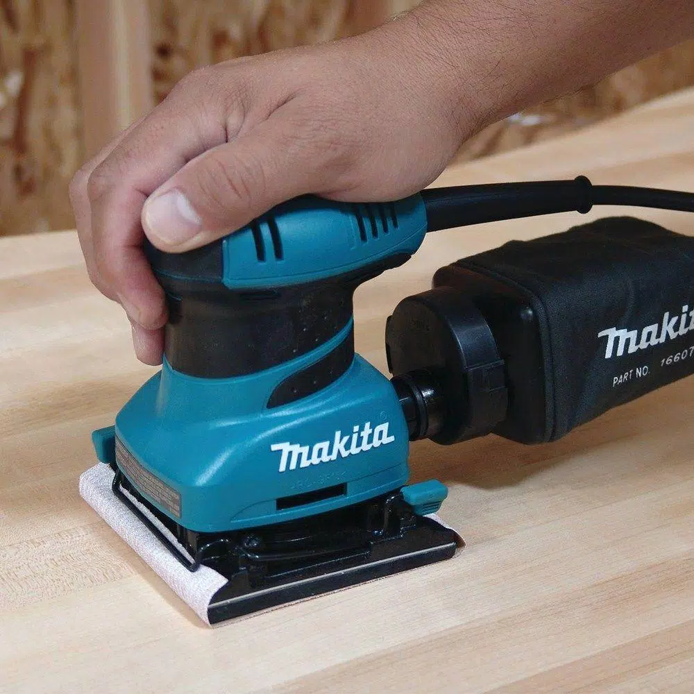 Makita 2 Amp Corded 1/4 Sheet Finishing Sander with Sanding Paper and Dust Bag