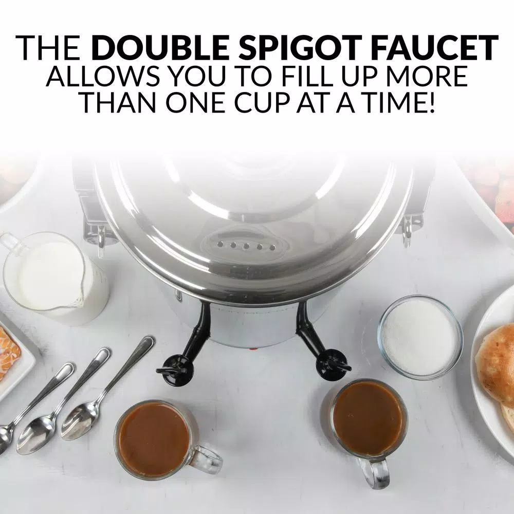 Nostalgia 45-Cup Stainless Steel Quick Brewing Coffee Urn with Double Spigot