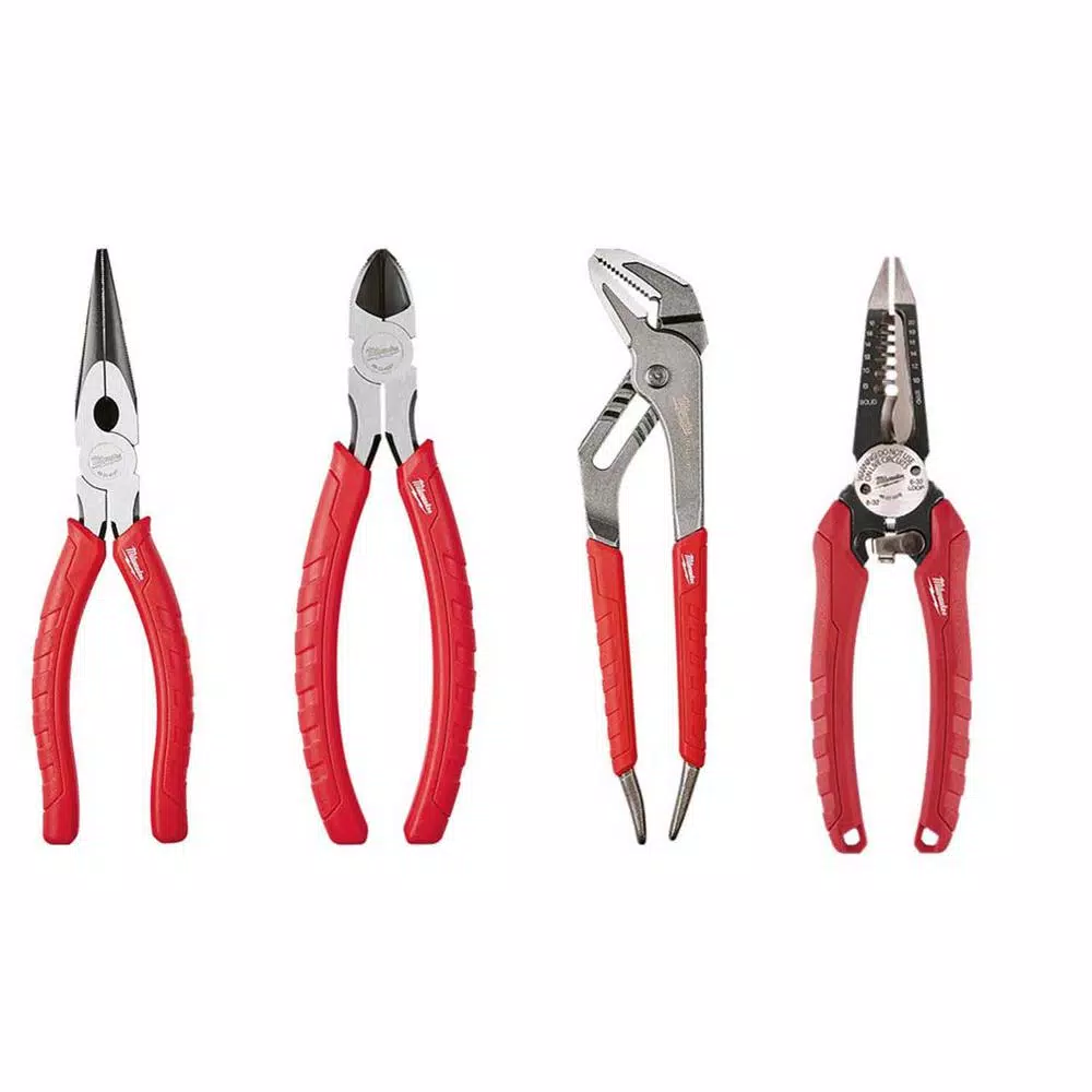 Milwaukee 4-Piece Electrician Pliers Kit, Professional Hand Tool Set