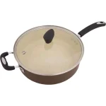 Ozeri Stone Earth 5.3 Qt. Aluminum Ceramic Nonstick Sauce Pan with Glass Lid, Coconut Brown thumbnail 2