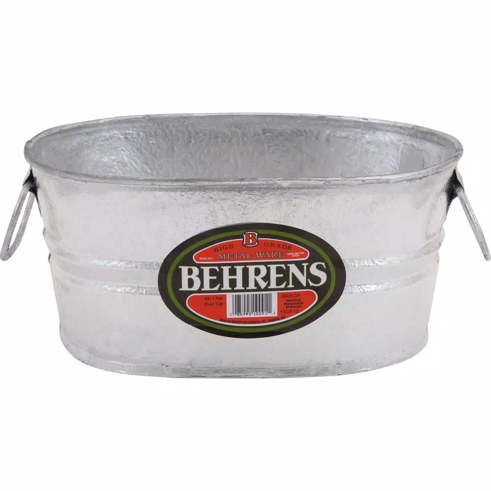 Behrens 1 Gal. Hot Dipped Galvanized Steel Oval Tub with Wire Handles
