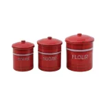 3R Studios Ceramic Flour, Sugar and Coffee Canister Set of 3 with Lids - White thumbnail 1