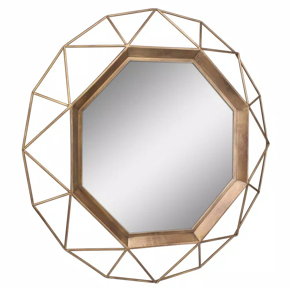 Stonebriar Collection Stonebriar Antique Gold Geometric Art Deco Wall Mirror, 30 in.