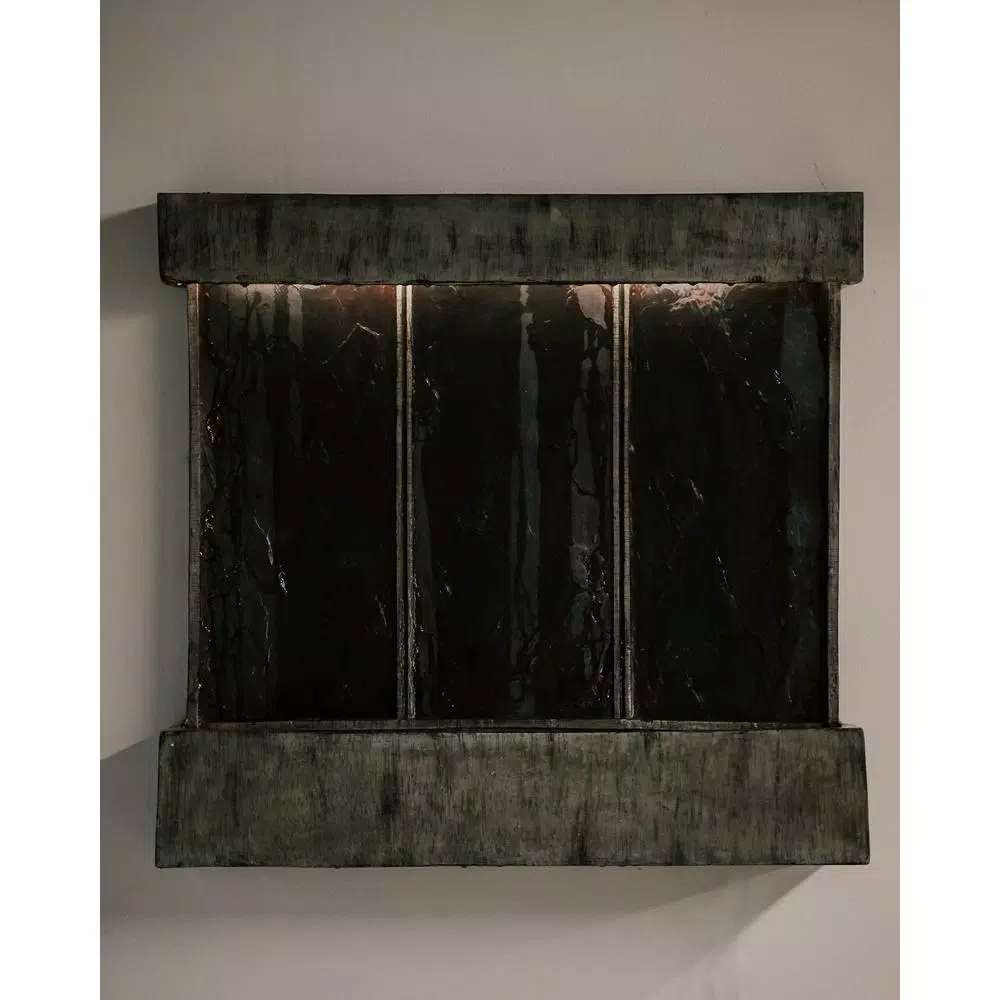 Unbranded XBrand 29 in. Natural Grey Polyresin Wall Fountain with LED Light Belt for Indoor/Outdoor Use