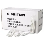 GEN White Plastic Wrapped Cutlery Kit with Napkin, Salt & Pepper - 250 Count thumbnail 3