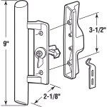 Prime-Line Black Diecast and Wood Sliding Glass Door Handle Set, 3.5 in. Mounting, Hook Style Internal Lock thumbnail 2