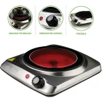 Ovente 1000W Single Hot Plate Electric Infrared Glass Cooktop Burner, 7 in., Silver thumbnail 7