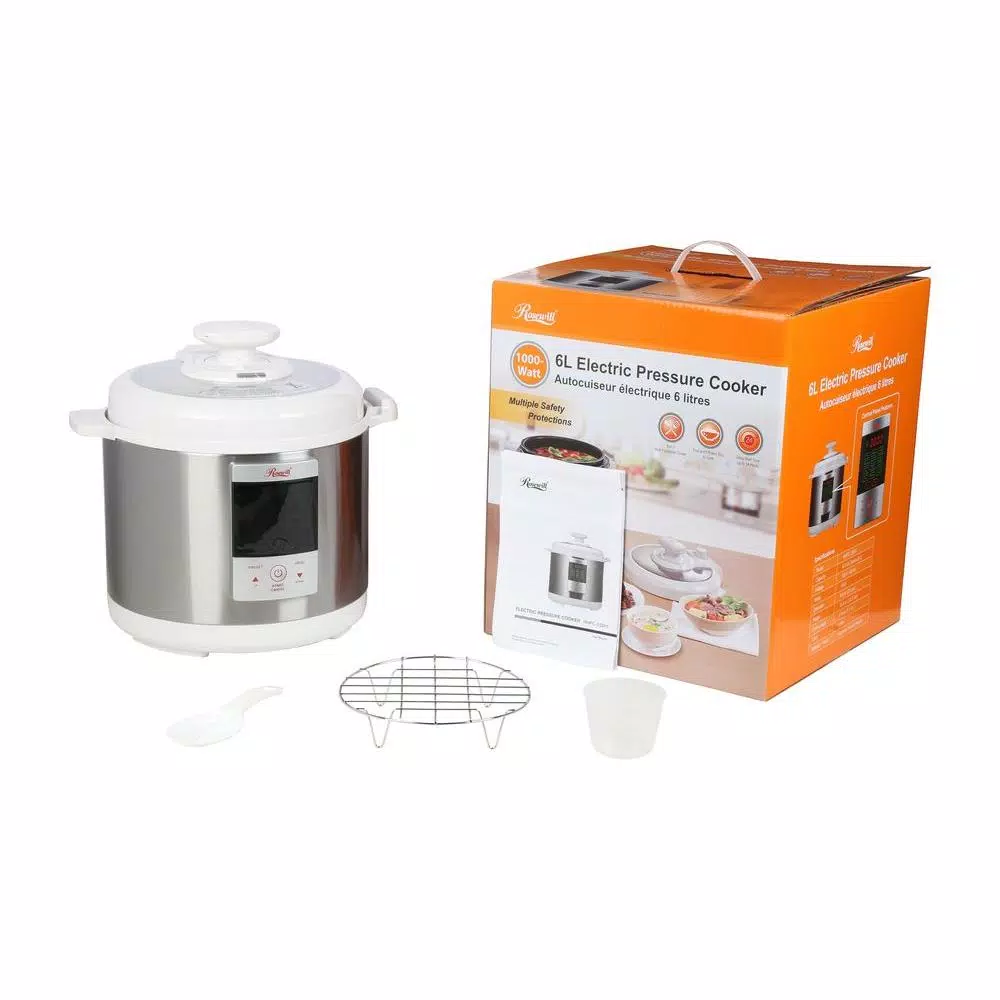 Rosewill 7-in-1 Multi-Function Electric Pressure Cooker, 6.3 Qt, White/Stainless Steel