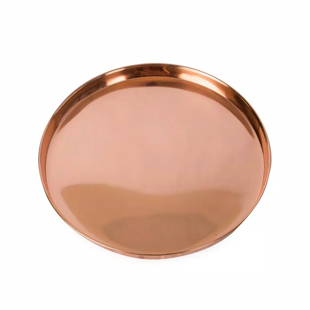 Achla Designs 12.5 in. Round Copper Plated Stainless Steel Decorative Serving Tray