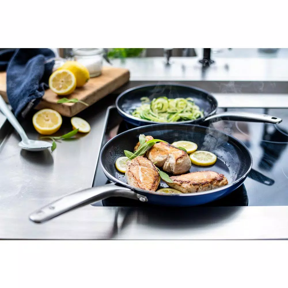Blue Diamond 2-Piece Aluminum Ceramic Nonstick Frying Pan Set, Blue