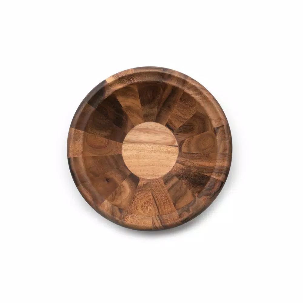 Ironwood Gourmet Large Salinas Acacia Wood Salad Bowl, 12-inch Round Serving Bowl