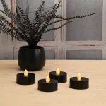 LUMABASE Black Extra Large LED Tea Light Candles with Remote Control and 2 Timers, 4-Count thumbnail 3