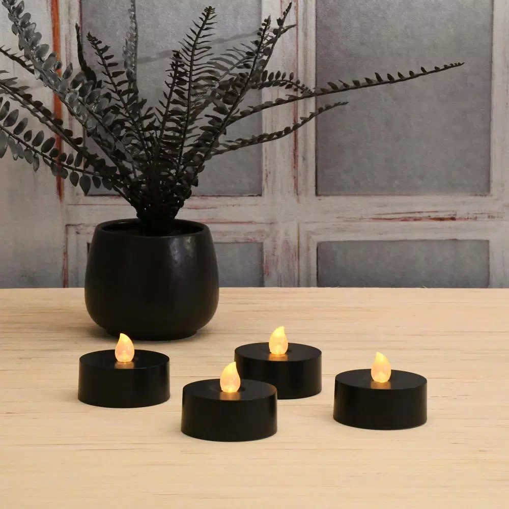 LUMABASE Black Extra Large LED Tea Light Candles with Remote Control and 2 Timers, 4-Count