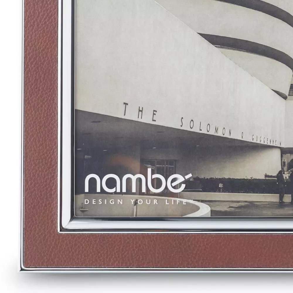 Nambe Novara Metal and Genuine Leather Picture Frame, 8 x 10, Silver