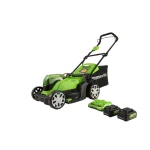 Greenworks 17 in. 48V Cordless Walk Behind Push Lawn Mower with (2) 4 Ah Batteries and Dual Port Charger thumbnail 1