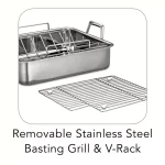 Tramontina Gourmet Prima 9.5 Qt. Stainless Steel Roasting Pan with Basting Grill and V-Rack thumbnail 5