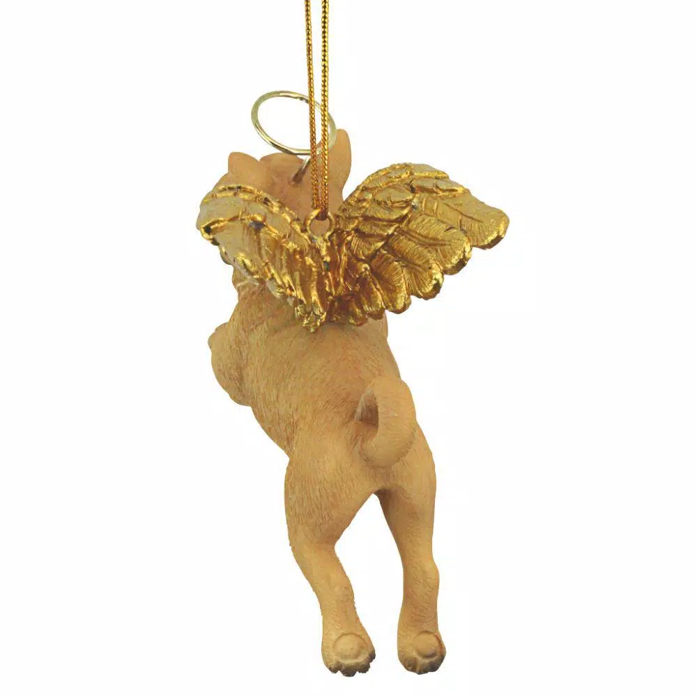 Design Toscano Pug Dog Angel Christmas Ornament, Hand-Painted Resin