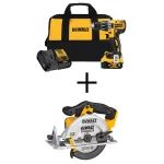 DEWALT 20V MAX XR Brushless 1/2 in. Drill/Driver & 6-1/2 in. Circular Saw Combo Kit with 5.0Ah Battery thumbnail 1