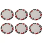 Unbranded Roy Kirkham X'mas Ribbon Tea Plate Set of 6 - Fine Bone China, Made in England thumbnail 1