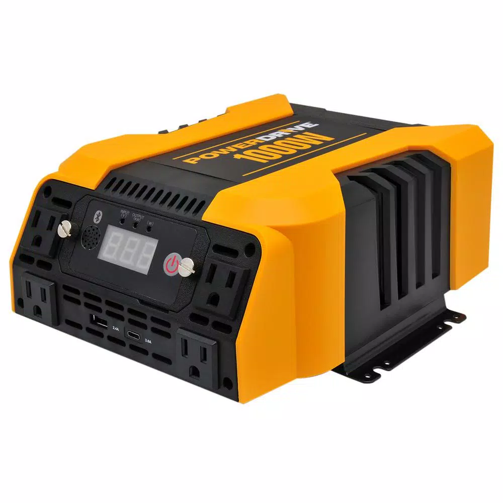 PowerDrive 1000W Power Inverter, 12V DC to AC, Bluetooth App Control, 4 AC Outlets, USB-C & USB-A Ports