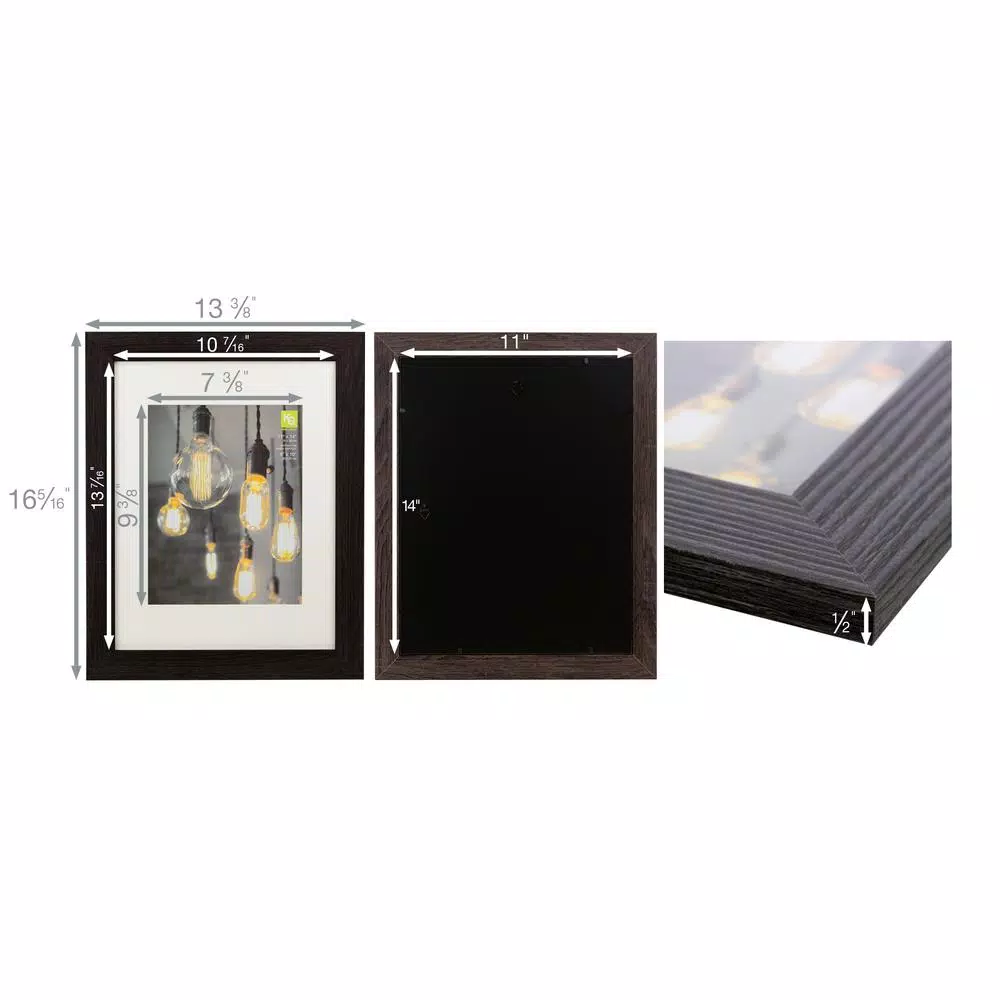 Kiera Grace kieragrace KG Loft 8x10 Photo Frame Set, Black Wood Grain, 6-Pack