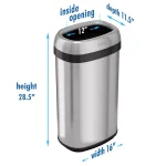 iTouchless 16 Gal. Oval Stainless Steel Open Top Commercial Trash Can with Dual Odor Filters thumbnail 5
