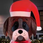 Airblown 6 ft. Inflatable Fuzzy St. Bernard Dog with Barrel Holiday Decoration thumbnail 4