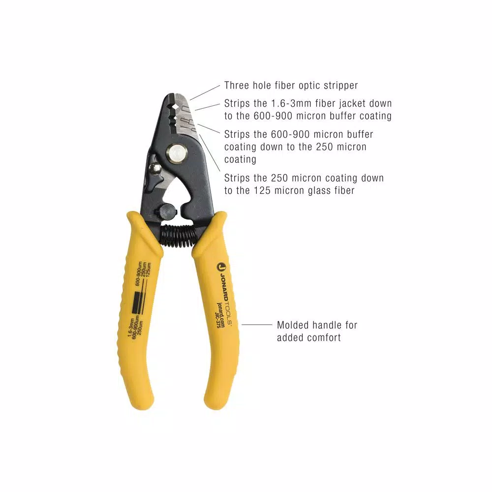 Jonard Tools JIC-375 3-Hole Fiber Optic Stripper, High Carbon Steel