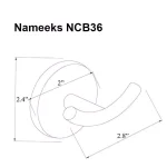 Nameeks General Hotel Wall Mounted Robe and Towel Hook, Chrome Finish thumbnail 2