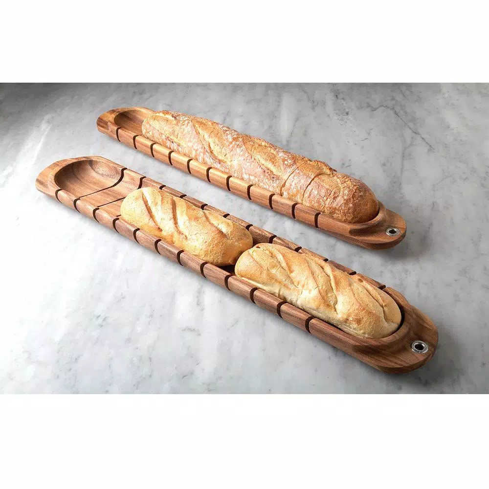 Ironwood Gourmet Acacia Wood Baguette Miter Bread Cutting Board