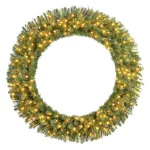 Home Accents Holiday 60 in. Wesley Pre-Lit Long Needle Pine Artificial Christmas Wreath with 240 Warm White LED Lights thumbnail 1